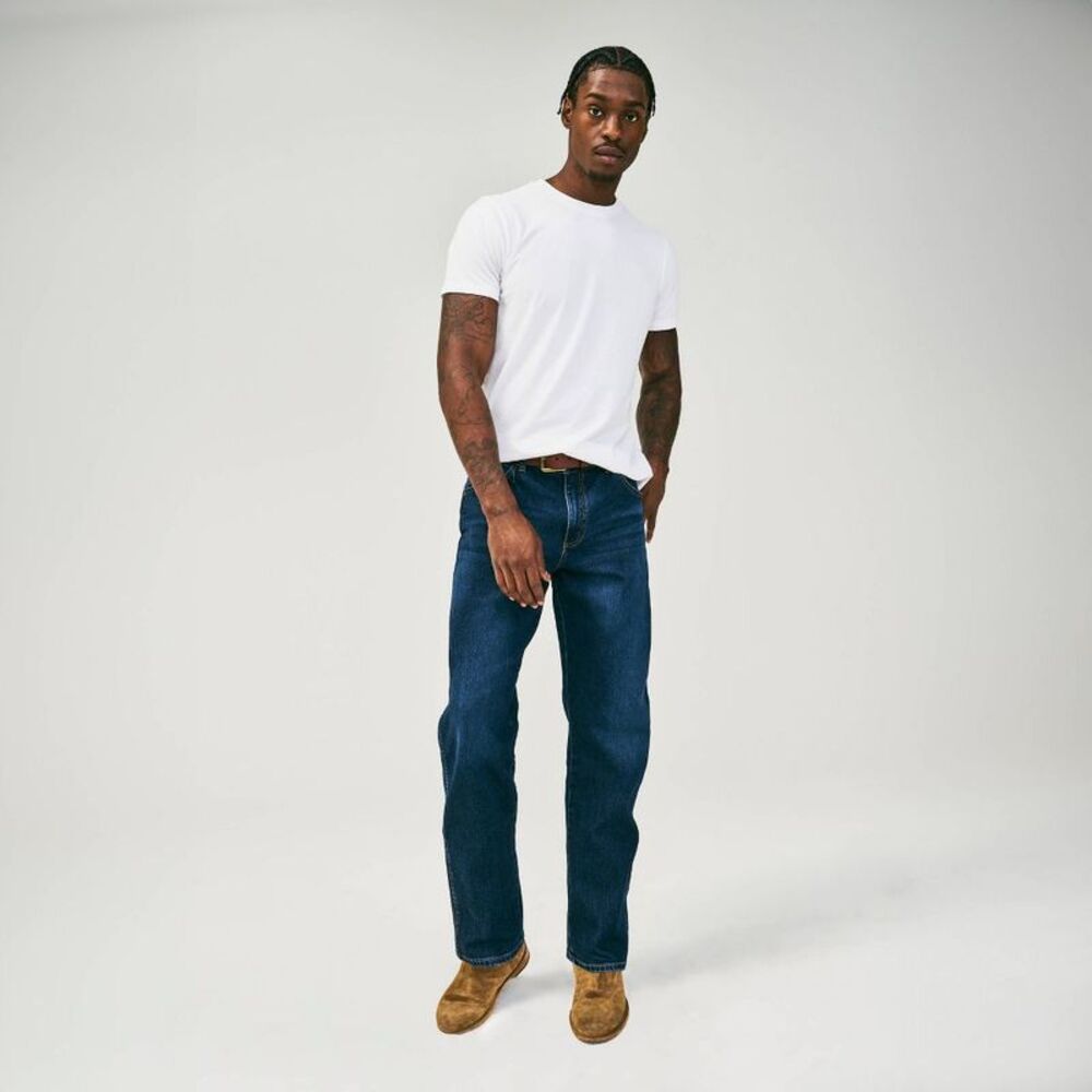 Men's Relaxed Fit Stretch Straight Jeans - Navy Denim 34x29